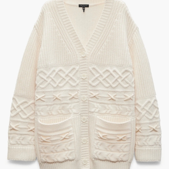 rag & bone Cream Cable Cardigan